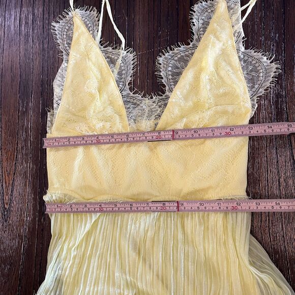 Yellow Lace Chiffon Enchanted Evening Maxi Dress | Size S - Picture 13 of 13